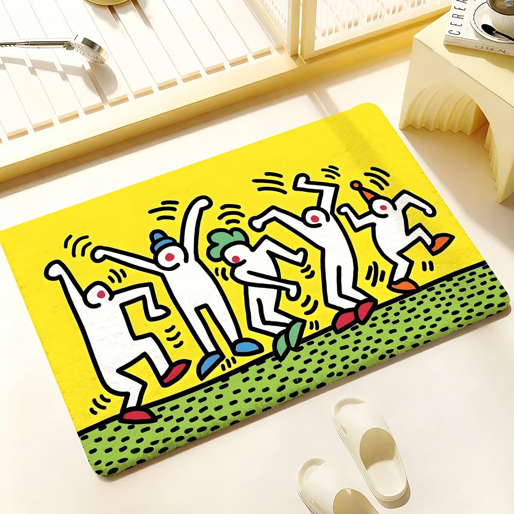 Art Anime K-Keith Haring Floor Mat Cozy Flannel Soft Thick Non-Slip Mat For Living Room Bedroom Kitchen Decor Rugs