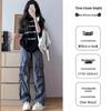 Petite Women's Gray High Waist Wide Leg Cargo Pants - Spring/Summer 145cm Casual Drape Parachute Style