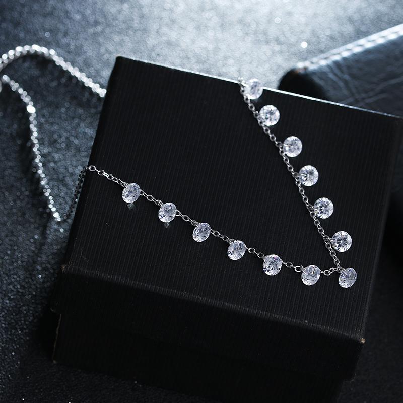 Fashion Shiny Zircon Star Women Platinum Plated Short Chain Ladies Necklace  Wedding Gift Promotion