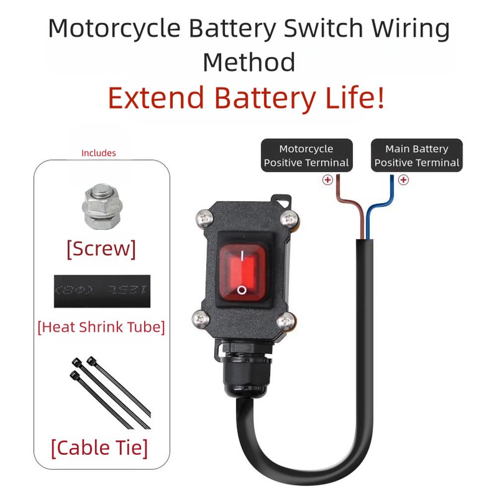 Motorcycle Power Switch Battery Disconnect Switch 12V 24V DC Power Cut Off Heavy Duty Kill Switch Motorcycle Accessories
