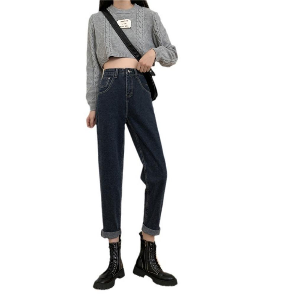 Fashion jeans 2025 autumn and winter new jeans high waist thin small retro straight pants tide