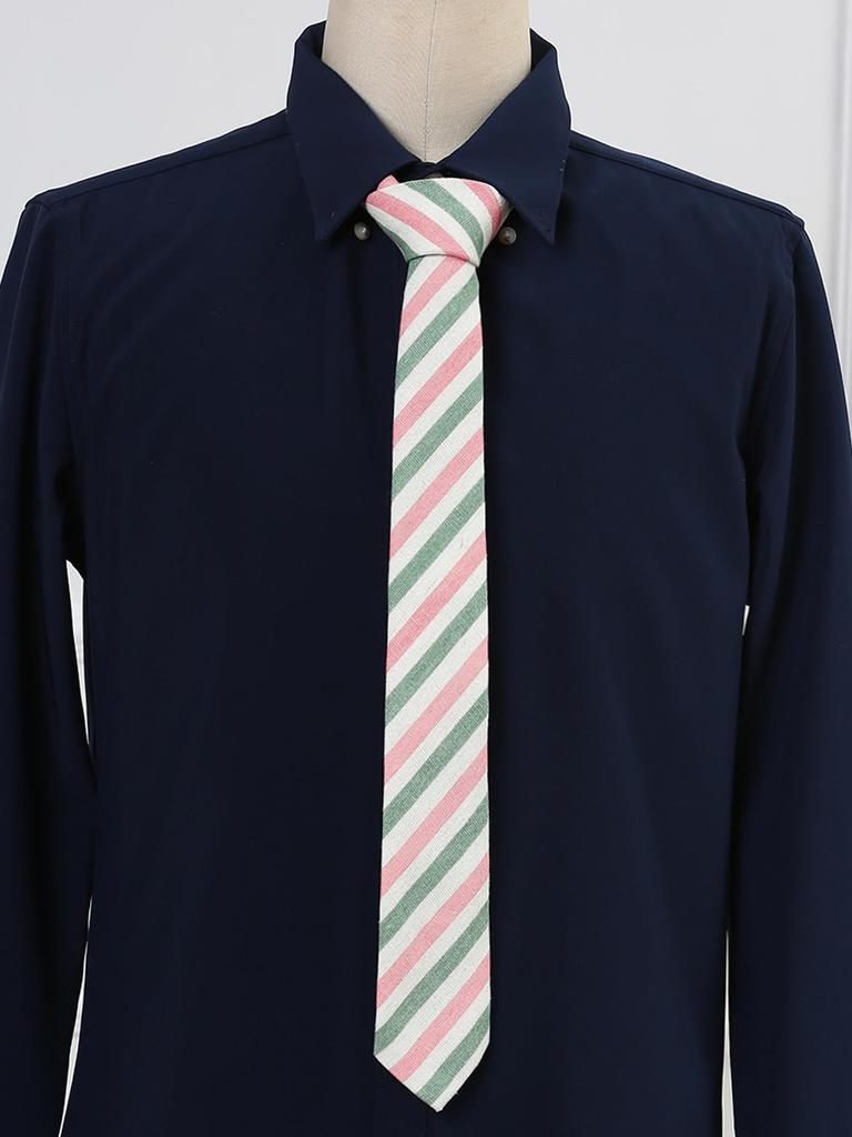 [Allegra K] Men's Striped Linen Self-Tie Necktie for Business Casual Office Wear