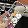 White Flower Pattern Case For iPhone 17 Pro Max iPhone 16 15 14 13 Pro Max 11 17e 16e Plating Lens Frame Clear Soft Silicone Back Cover