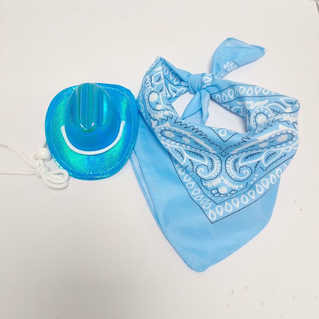 Pet Neon Shiny Space Cowboy Hat Clothing Set Dog Cat Symphony Cowboy Hat Western Cowboy Accessories