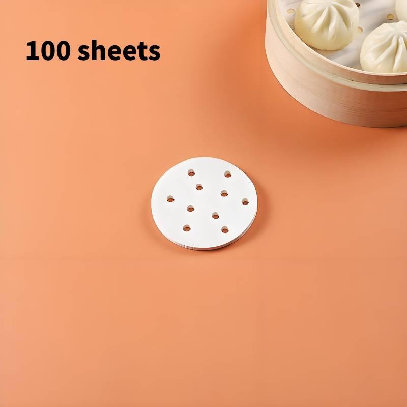 Disposable 100pcs Perforated Bamboo Steamer Liner Round Non Stick Paper Fryer