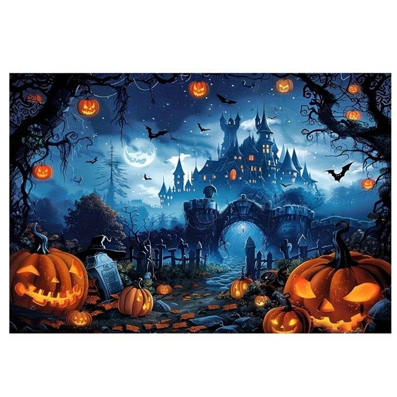 Halloween Hut Pumpkin Image Tapestry Halloween Decoration Party Background Wall Room Decoration Festival Home Decoration