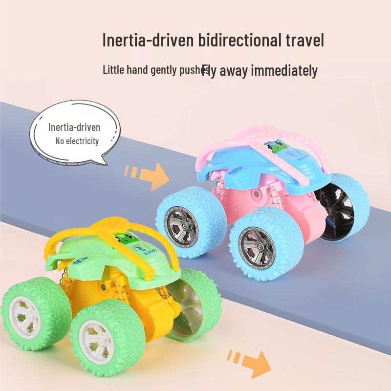 Kids' Four-Wheel Drive Inertia Toy Car - Macaron Rollover Stunt Vehicle