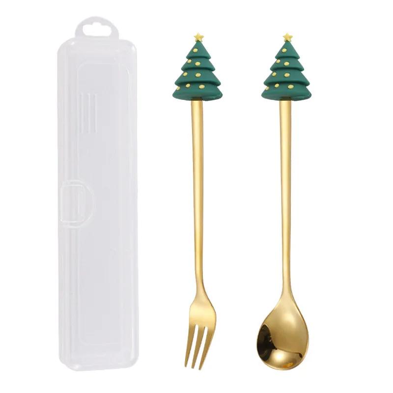 

Праздничный набор ложек и вилок из нержавеющей стали для кофе, чая, супа, торта, фруктов, кухонная утварь, коллекция столовых приборов для званого ужина 1Set