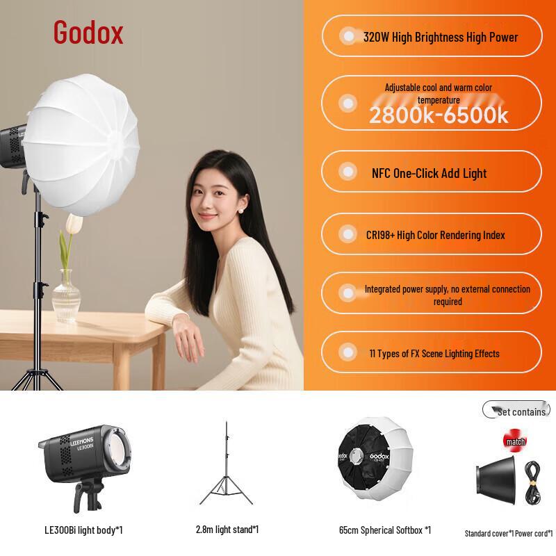 

Godox LE300Bi Bi-Color LED Video Light Kit with 60cm Softbox