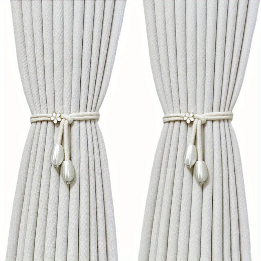 1 Adjustable Hand Braided Curtain Fasteners with Small Metal Drapes - No Punch Size Universal Elastic Curtain Strap