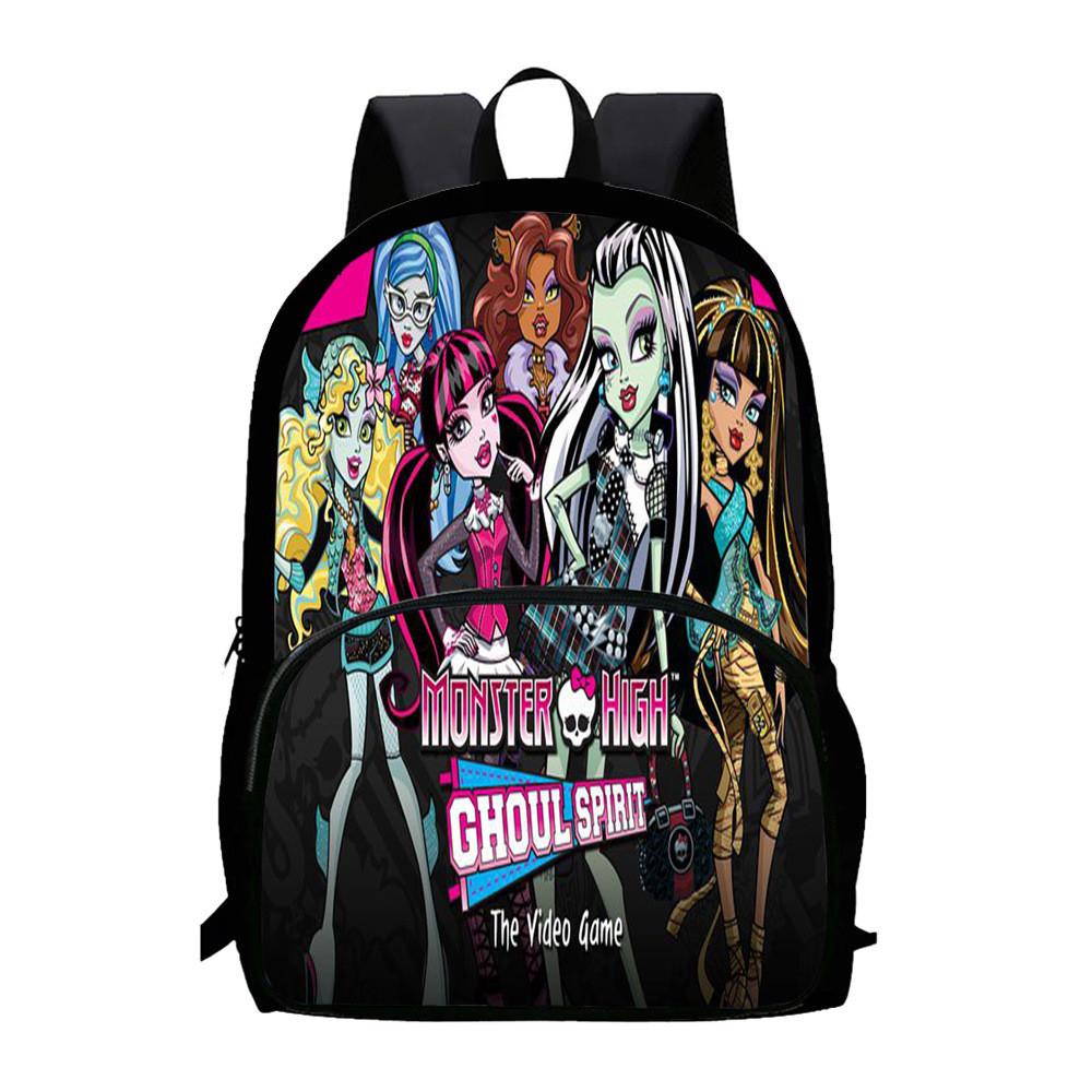Capacity Children Large Backpack With Monster High Print Design For Daily School