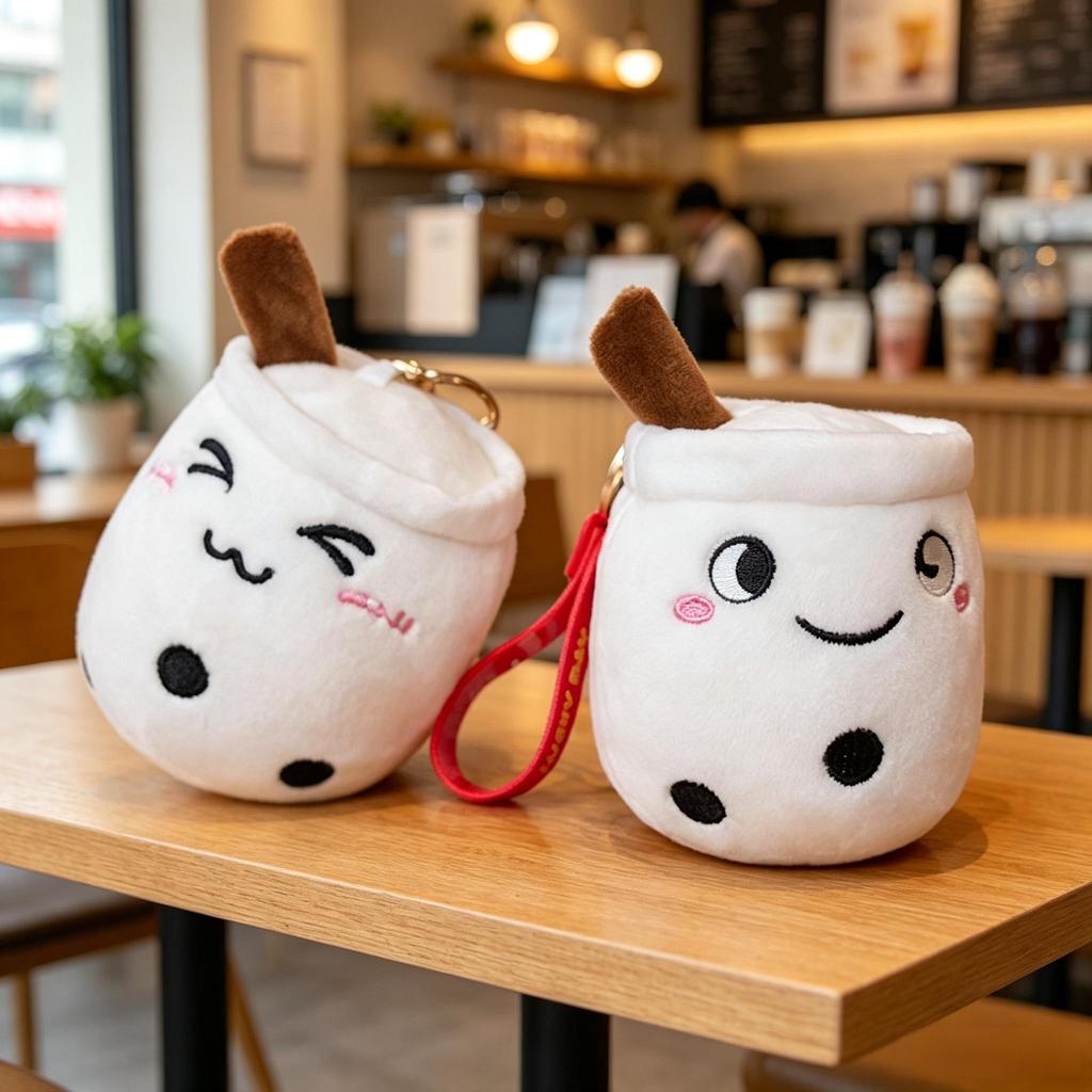 10cm Cute Anime Milk Tea Cup Plush Doll Soft Stuffed Drink Cup Plush Toy Bag Keychain Pendant Kids Boy Girls Birthday Gift Decor