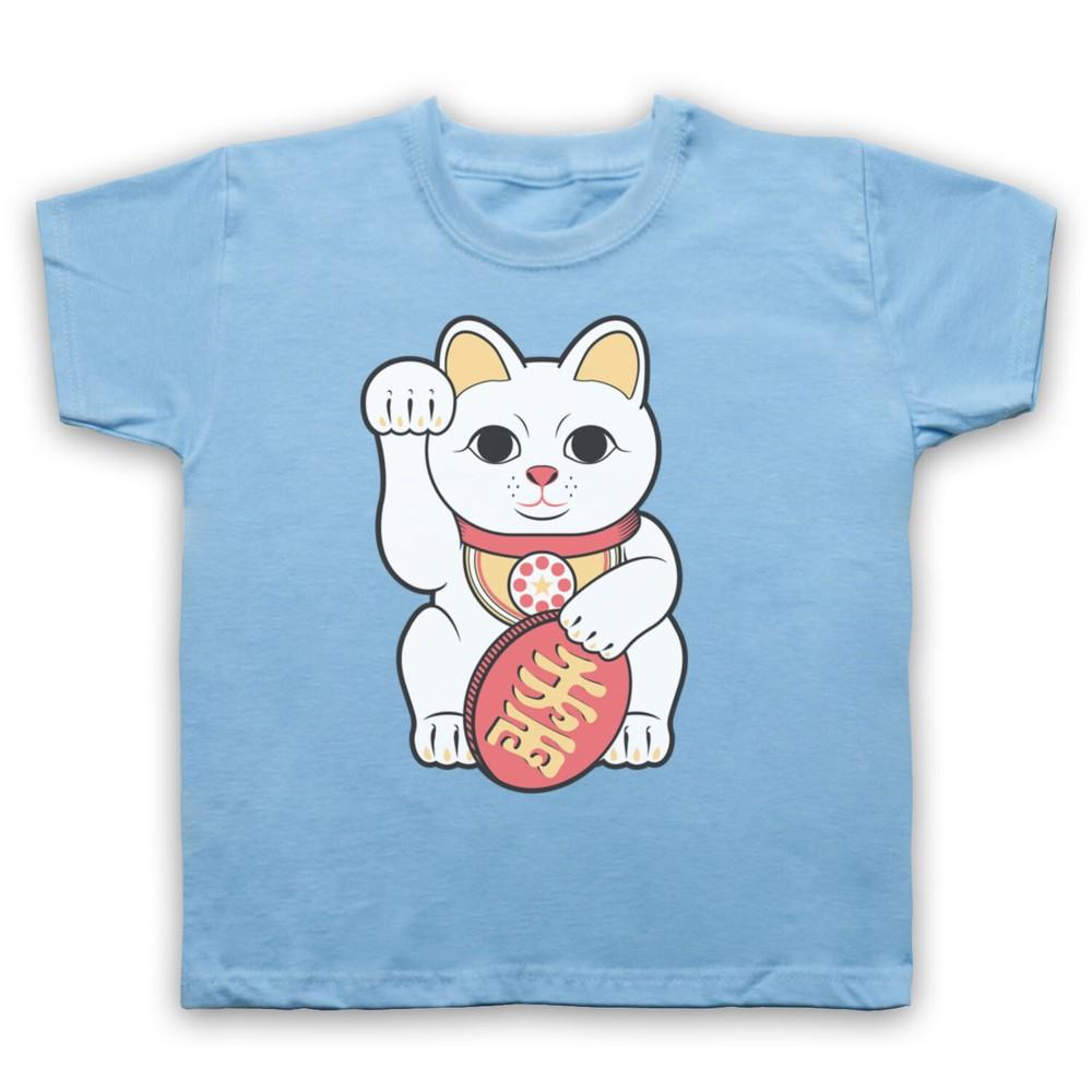 

Maneki-Neko Lucky Cat Japanese Figurine Ceramic Charm Kids Childs T-Shirt M