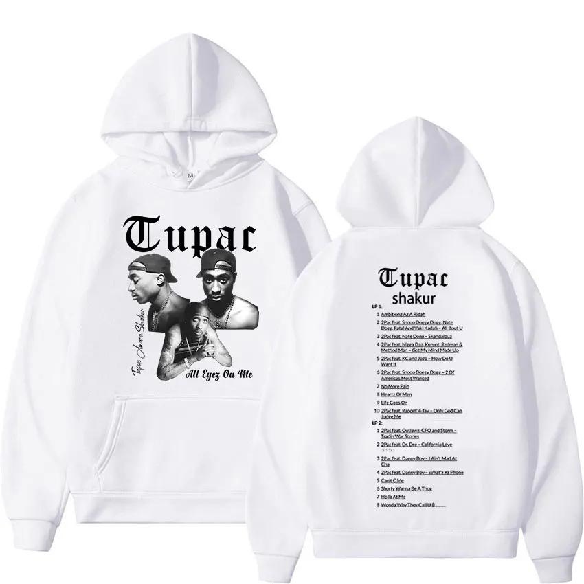Retro Rapper Tupac 2pac Hoodie Hip Hop Pria Hoodie Pullover Ukuran Besar Atasan Hoodie Hitam Pria Wanita Sweatshirt