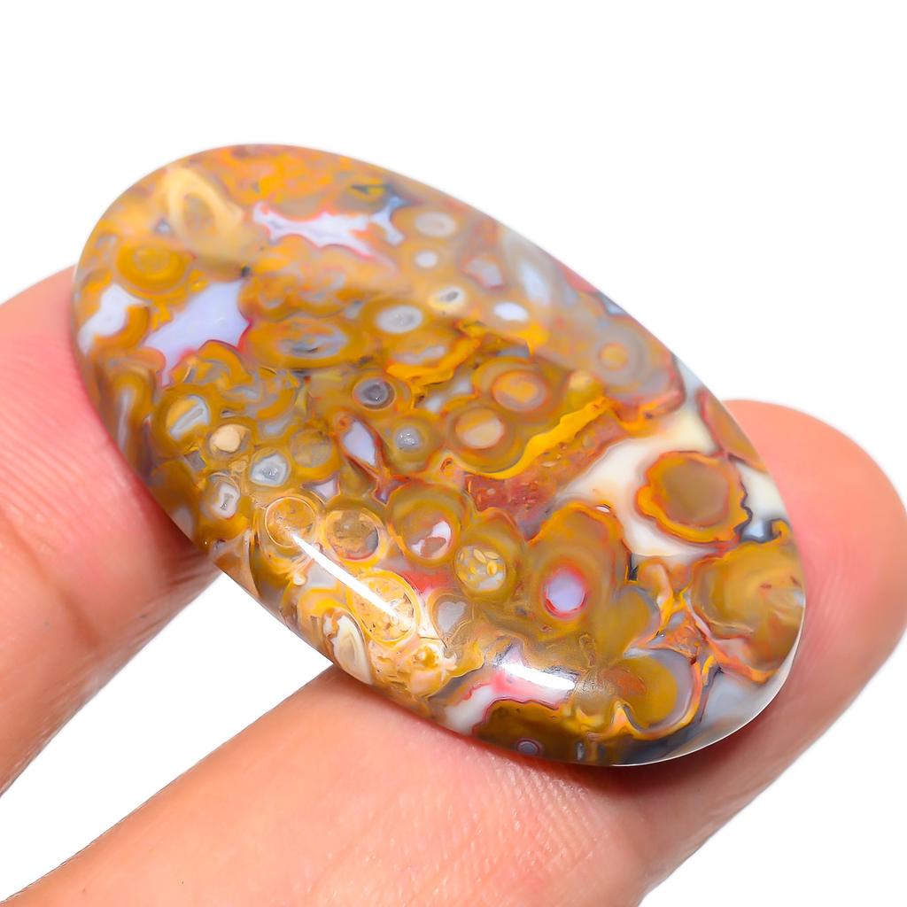 Peříčkový achát 2,3x3,8mm Přírodní kabošon Jemný volný 44,7 karátů. O2Q98