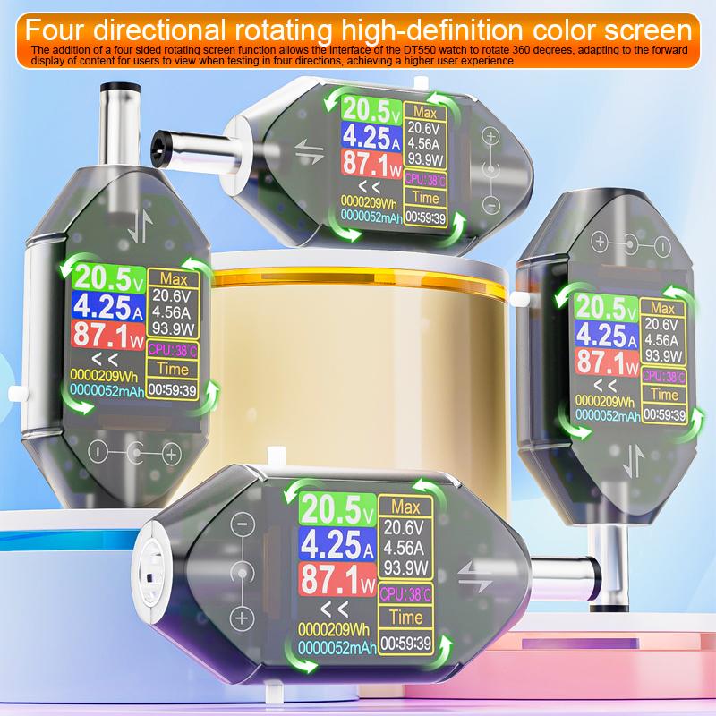 High Precision Digital Voltage Current Tester 600W DC4.5-50V Max 12A DC5.5x2.5 Instrument Power Capacity Meter DT550