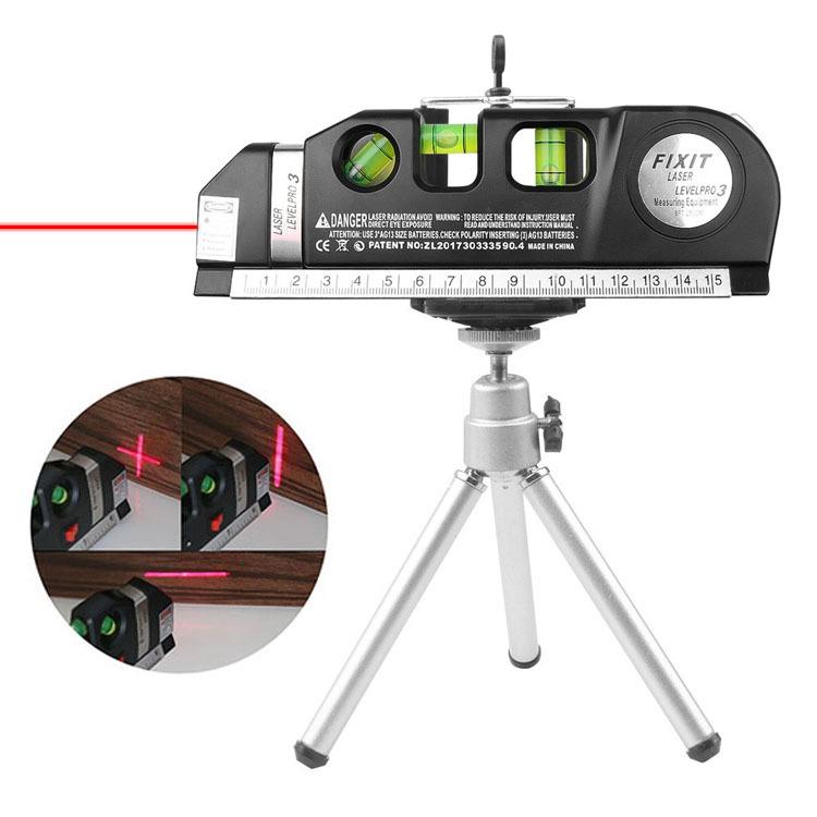 Multifunctional cross projector tape measure with stand infrared laser level