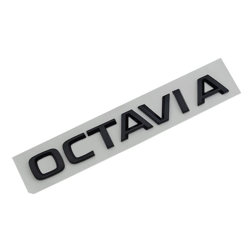 JBIW9 3D ABS Chrom Schwarz Logo Octavia Emblem Buchstaben Auto Heckklappen Aufkleber Für Skoda Octavia 1 2 3 4 MK3 MK4 MK5 RS VRS Zubehör