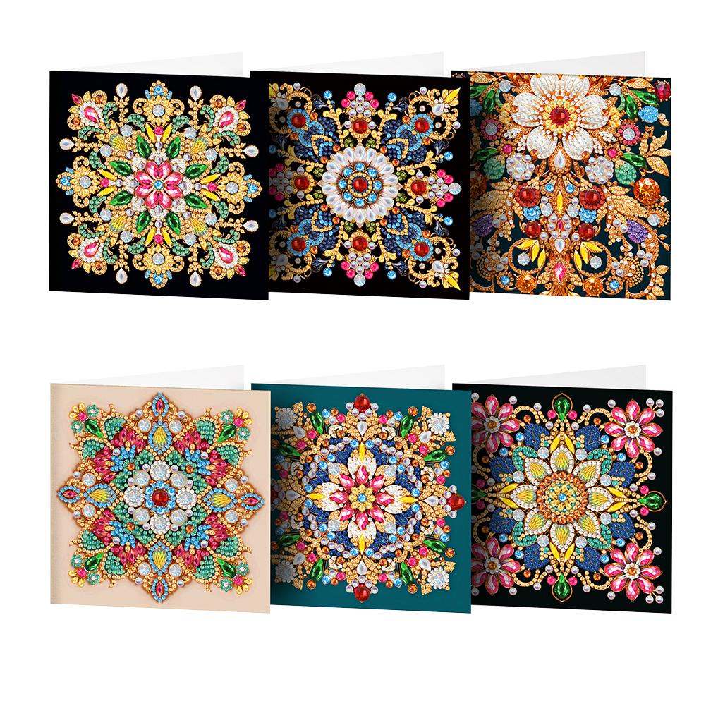 6/8PCS DIY Rhinestone Diamond Art Mosaic Postcards Animal Theme Diamond Art Greeting Cards Thank You Cards and Holiday Blessings