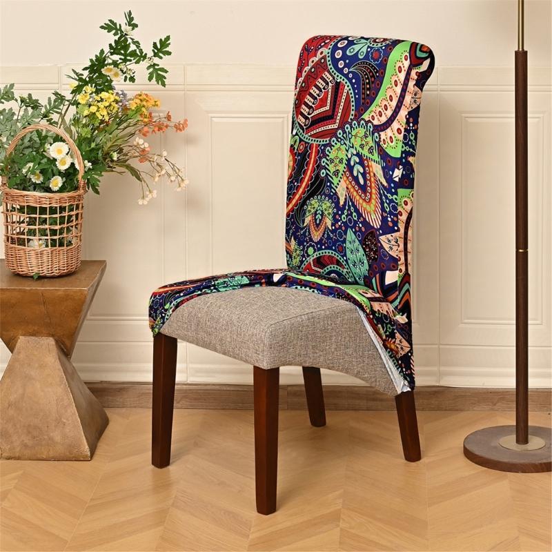 4 Pack Elastic Ethnic Pattern Dining Chair Covers Water Resistant Removable Washable Seat Protectors for Home Decors