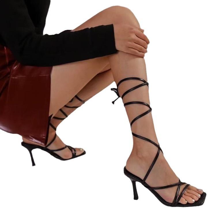 French Fairy Style High Heels Sandals Women's Shoes 2024 New Summer Niche High-end Straps Roman Shoes