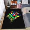 Colorful Rubik's Cube Pattern Carpet with Black Background, Modern Style Suitable for Use As an Anti-slip for Living Room Bedroom Sofas