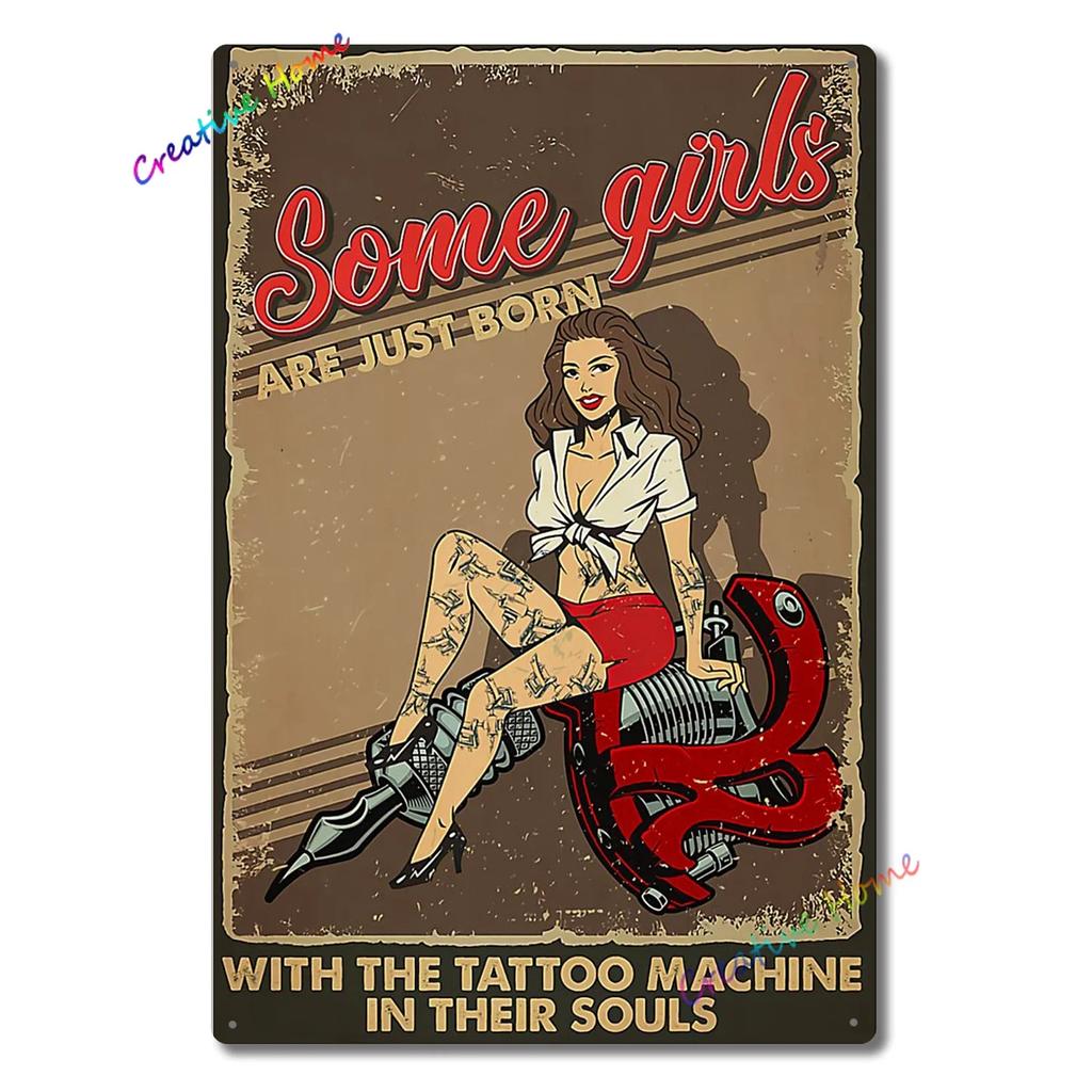 Vintage Poster Tattoo Studio Name Of Company Tin Sign Metal Plaque Shop Bar Pub Coffee Shop Wall Decoration Vintage Metal Plate