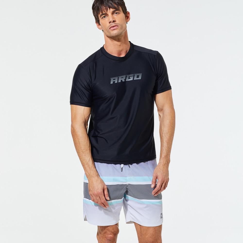 ARGO Kona Men'S Short Sleeve Loose Fit Boardshorts Set Black