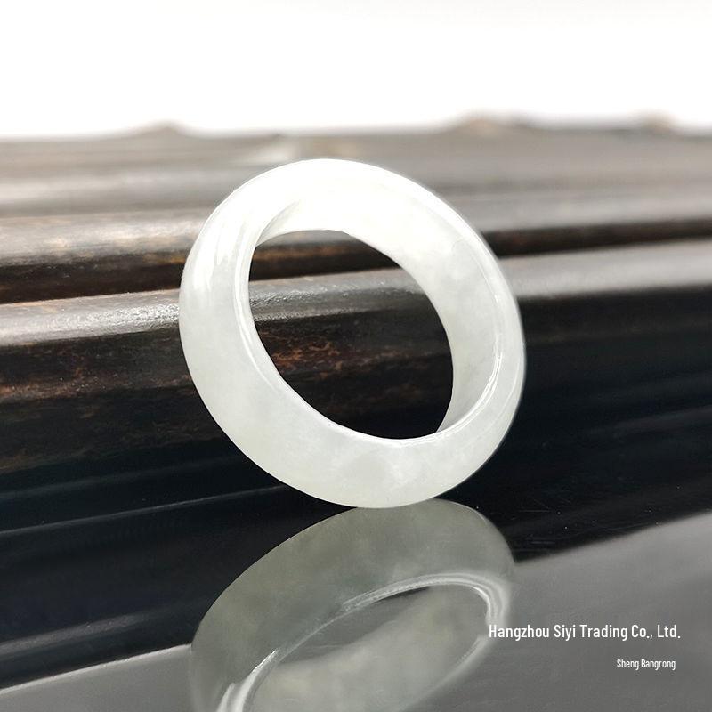 Icy Green Floating Flower Jade Ring for Men and Women - Thumb or Pinky Band