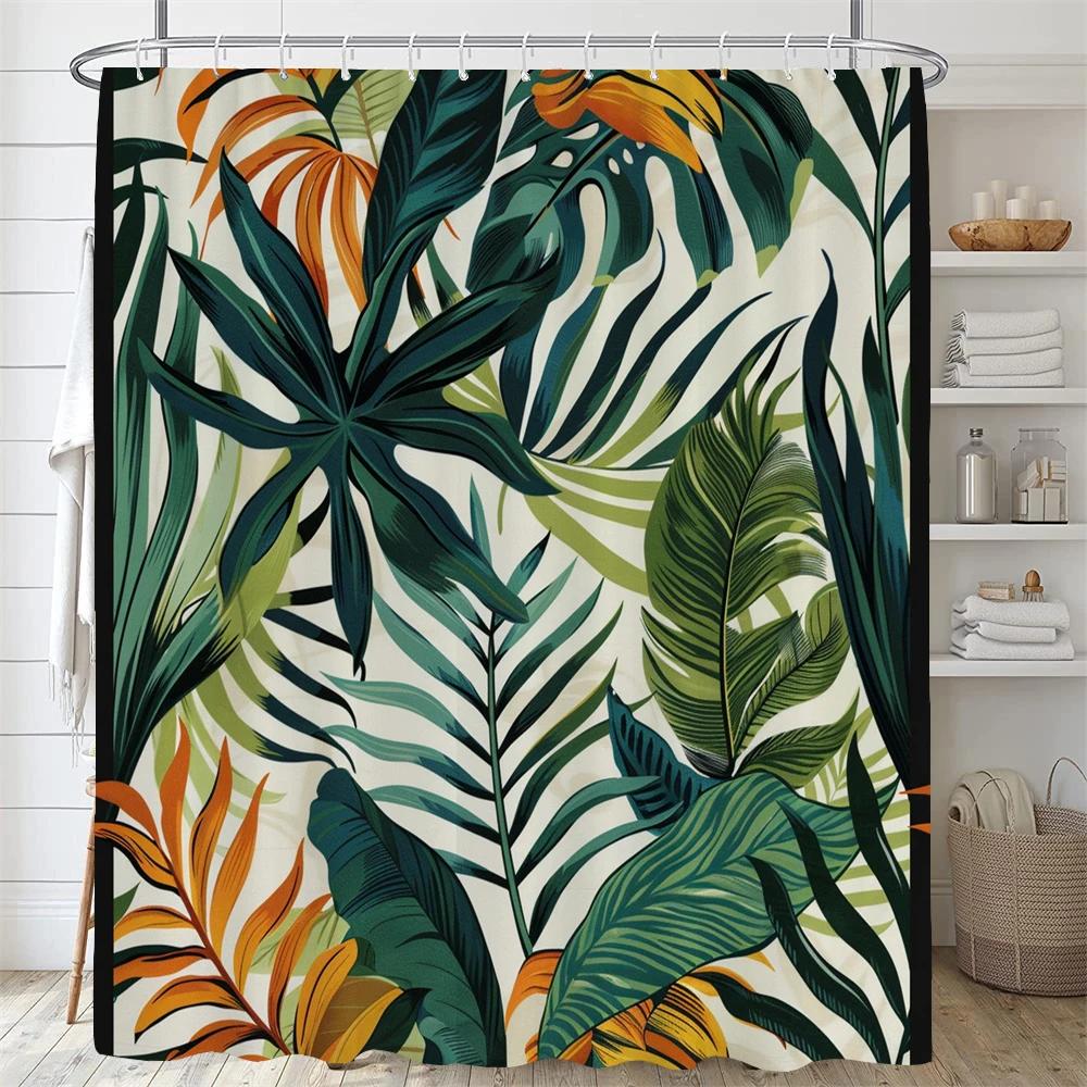Green Plant Leaf Vines Flower Shower Curtain Print Modern Nordic Leaves Polyster Home Decor Bathroom Curtain With Hooks