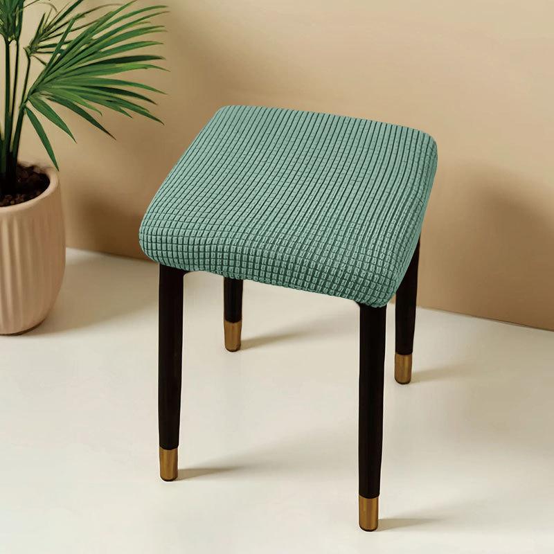 Jacquard Square Stool Covers Elastic Dust-proof and Anti-slip Stretch Chair Cover Solid Color Geometric Pattern Seat Cover