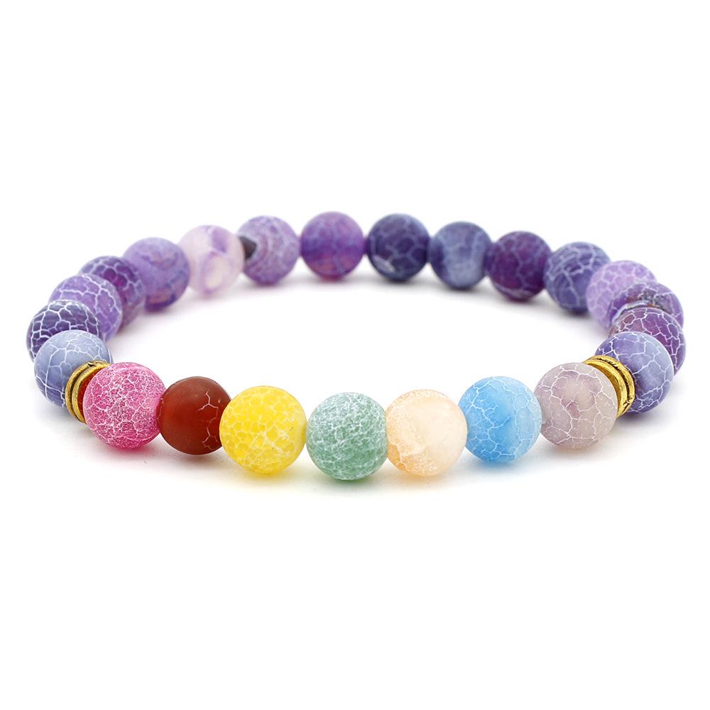 Seven-Color Black Agate Bead Bracelet - European  American Style Yoga Jewelry