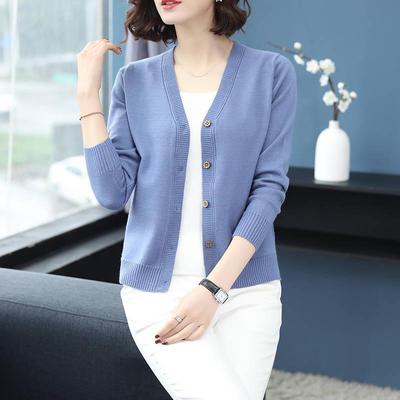 Winter Dames Losse V-hals Cardigan Trui Top Korte Sectie Knoop Wild Breiwerk Jas Jurk
