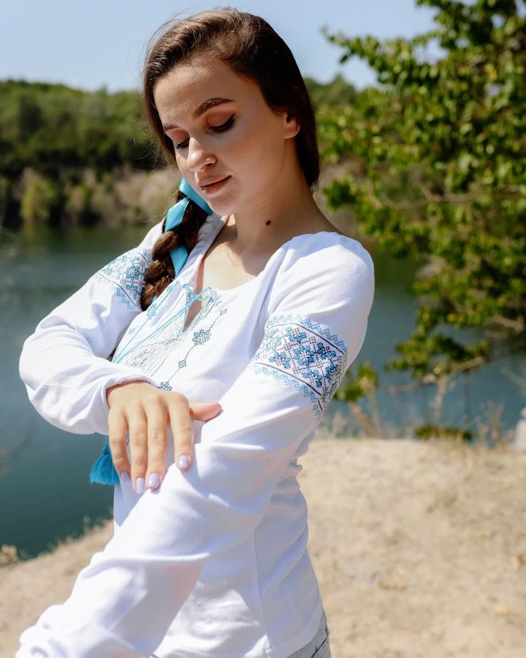 Elegant Ukrainian Vyshyvanka Blouse for Women – Rich Embroidery On Smooth Interlock,  Any Season, 8607-038-22 HC