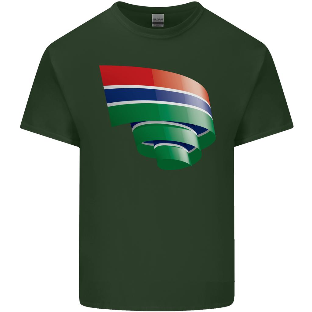 Curled Gambia Flag Gambian Day Football Unisexs Light Cotton Tshirt