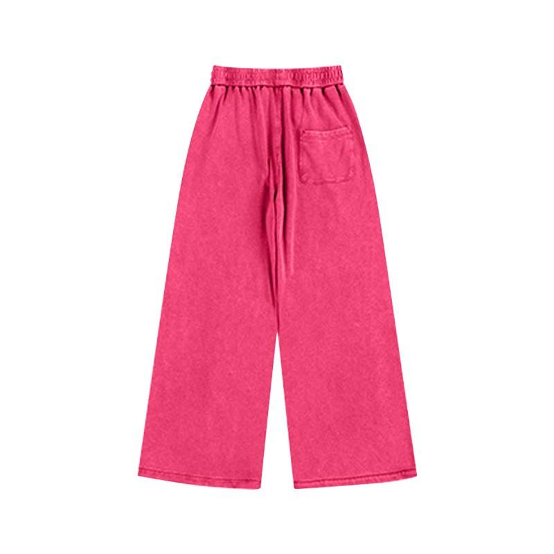 Unisex Solid Color Casual Loose Washed Distressed Sweatpants