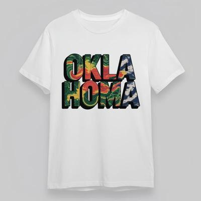 Damen Übergröße Weich Trend Klassisches T-Shirt Bold Oklahoma Buchstaben Grafik T-Shirt