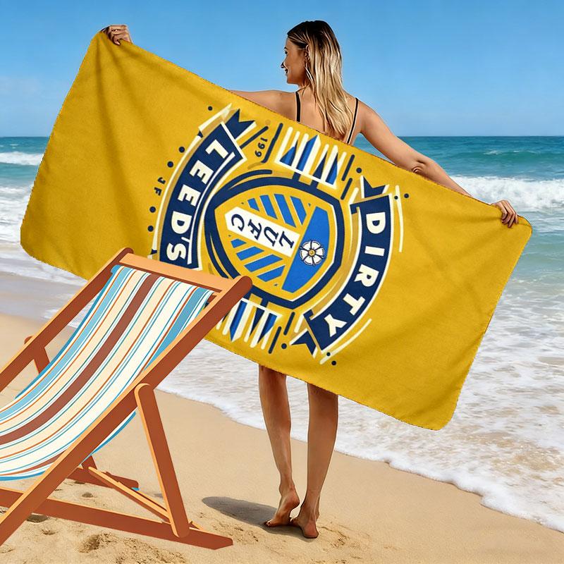 Asciugamano da Spiaggia Leeds United Stampato, Asciugamano Grande Morbido ad Asciugatura Rapida per Spiaggia Campeggio Nuoto