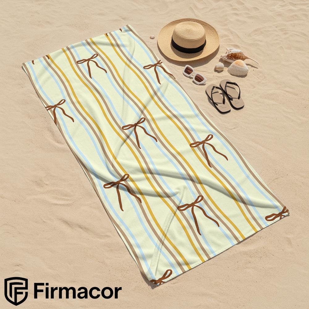 Bow Stripe Microfiber Beach Towel Quick Dry Sand Free Oversized Soft Absorbent Bath Towel for Swimming Pool Travel Gym