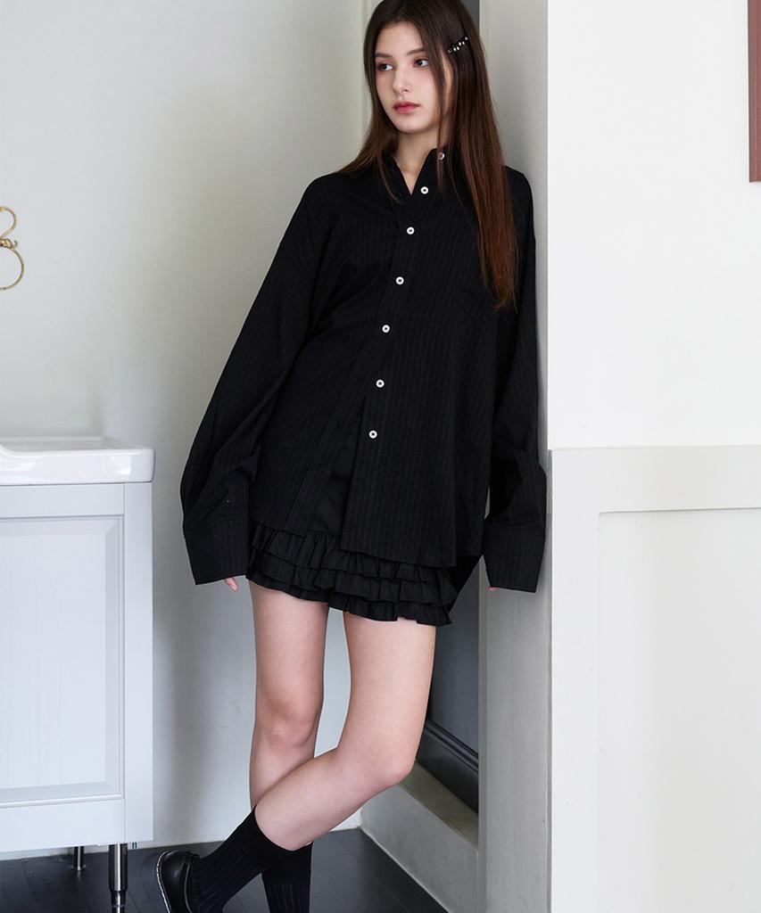 Alkialka Tiered Ruffle Skirt (Black)