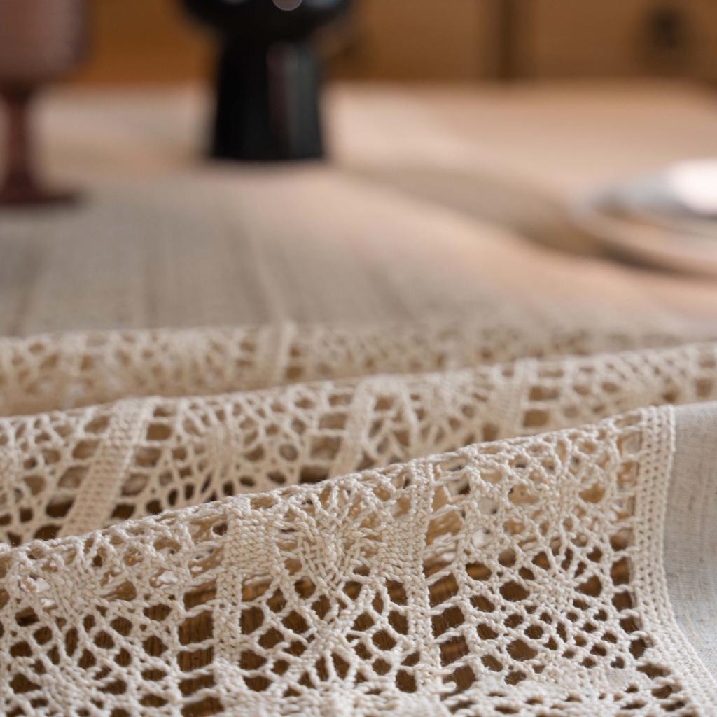Tassels Cotton Linen Tablecloth Light Luxury Lace Crochet Party Wedding Table Cloth Tassel Background Cloth Christmas Decoration