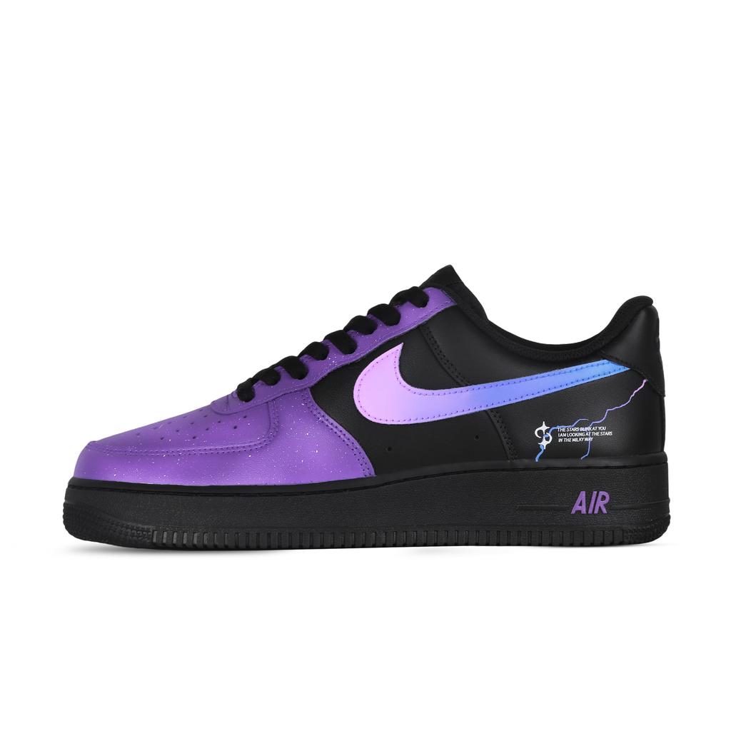 Nike Air Force 1 Falling Galaxy Slip Resistant Low top Skateboard Shoes Women's Black Purple DD8959-001(Team368-)