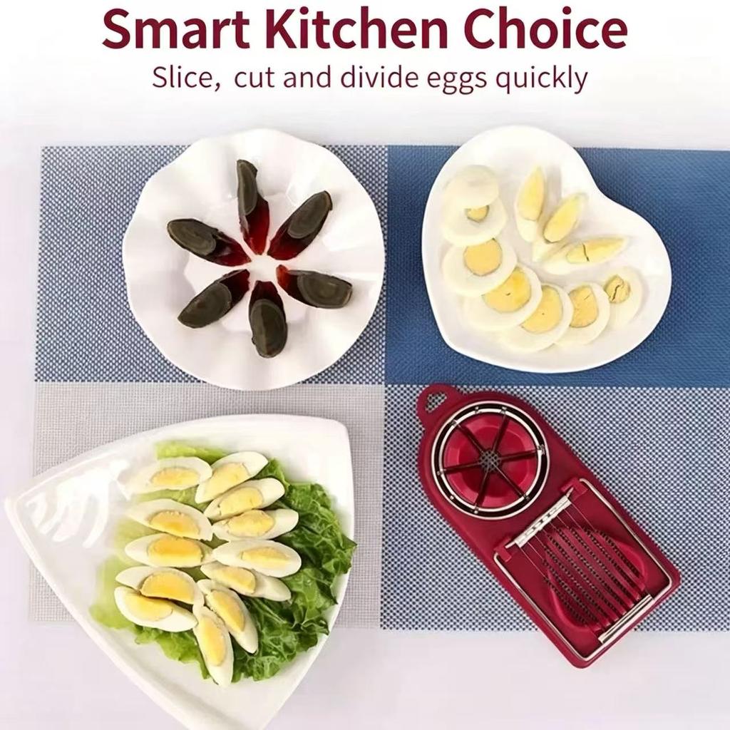 Multifunctional Dual Head Egg Slicer Cutter Hard Boiled Egg Preserved Egg Strawberry Banana Divider Kitchen Cutting Tool 2