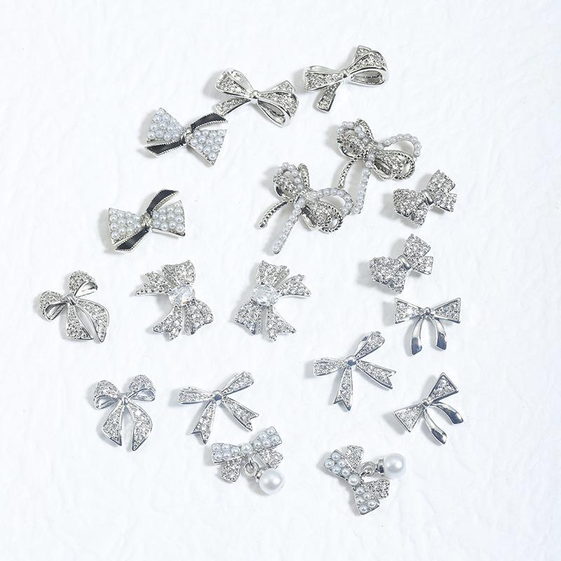 3D Zirconia Bow Nail Art: Luxurious & Shiny Pearl Gel Polish Decoration