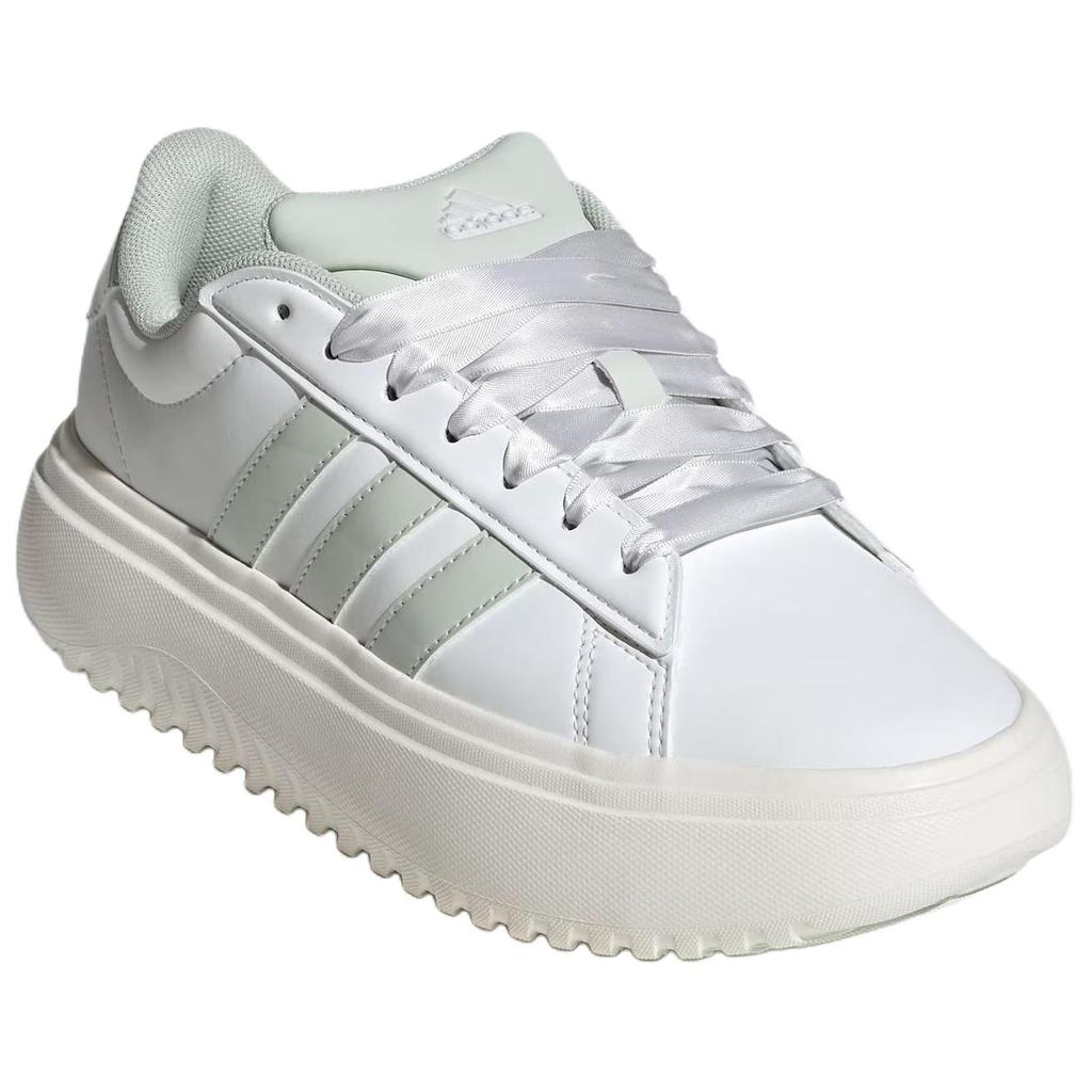 Adidas GRAND COURT PLATFORM Abrasion Resistant Low Top Tennis Shoes Women's Crystal White Sneakers JR0705