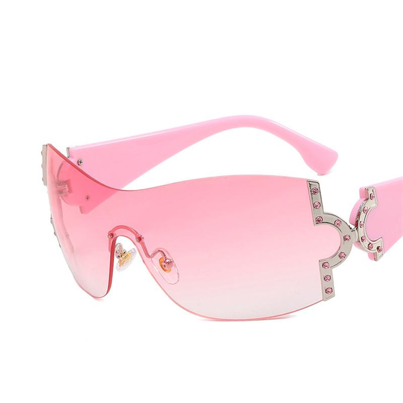 Occhiali da Sole Punk Lusso Y2k Donna Lente Unica Occhiali Marca Designer Unisex Lenti Sfumate Occhiali Strass Occhiali
