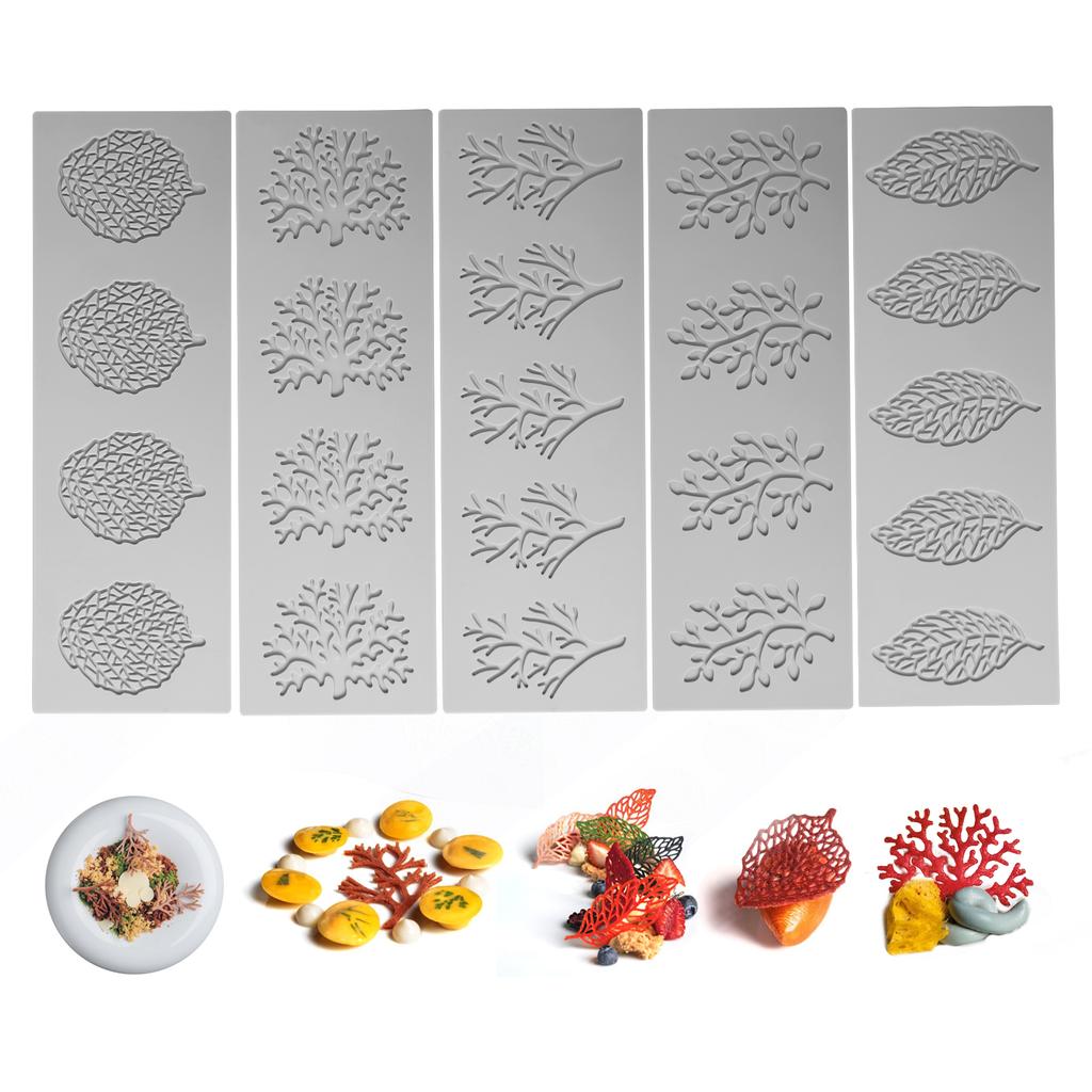 5 Pcs Cake Fondant Mold Leaf Silicone Chocolate Gummy Moulds Non Stick Cakes Decoration Tools for Baking Kitchen Accessories