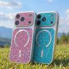 Magnetic Phone Case For iPhone 17 11 12 13 14 15 16 17 Pro Max 14 15 Plus Magsafe Bling Bling Glitter Charging Protector Cover
