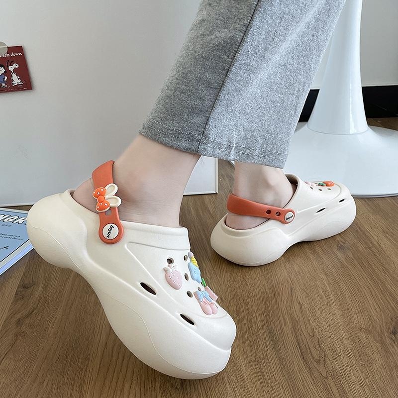 Thick-soled EVA  women's summer outer wear muffin bottom bag head half drag non-slip fashion heightening beach cool slippers