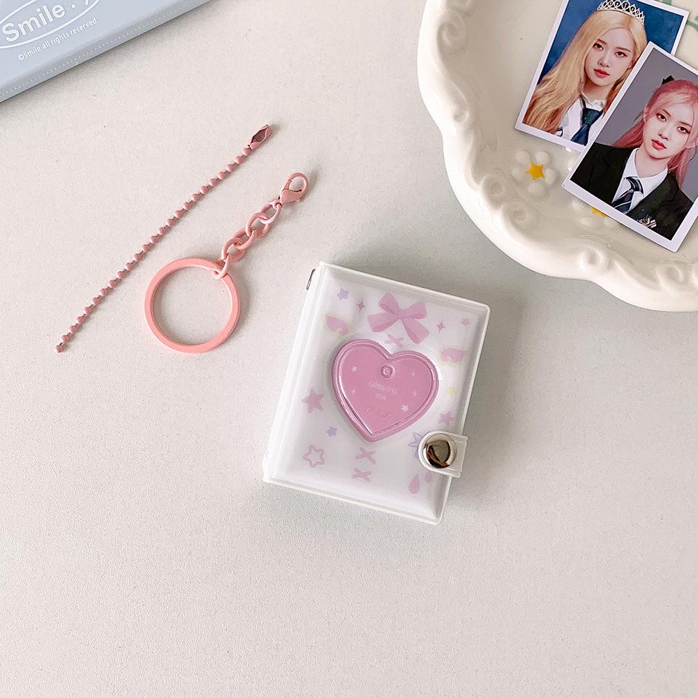 Hisocute Mini 2 Inch Keychain Pendant Photo Album Girl Love Big Head Sticker Storage Album ID Photo Card Album белый